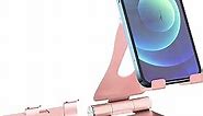 YOSHINE Cell Phone Stand Foldable - Adjustable Phone Stand for Desk, Tablet Stand Holder, Portable Aluminum Desktop Phone Holder for All Smart Phones and Tablets(4-13inch) - Rose Gold