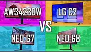 Alienware AW3423DW vs LG C2 OLED vs Samsung Odyssey Neo G8 vs Neo G7