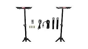 Rockville RAMSYS15 Pair 15" Battery Powered PA Speakers+Stands+Wireless Mics