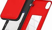 GOOSPERY Magnetic Secure Bumper Compatible with iPhone Xs Case/iPhone X Case, Card Holder Wallet Case, Easy Magnet Auto Closure Dual Layer Protection Sleek iPhone Case with Sticky Mirror – Red