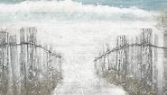 Abstract Beach Wooden Wall Art Seaside Path Hand Painted
