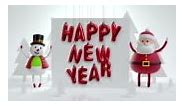 3d cartoon animation, happy new year letters, greeting card, white...