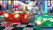 Lightning McQueen Races Against the Neon Racers! ﻿| Read Along | Pixar Cars