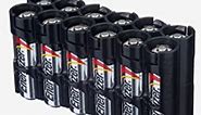 by Powerpax AA Battery Storage Caddy, Black, Holds 12 Batteries (Not Included)