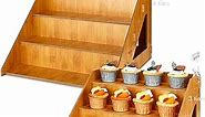 2 Pcs 4 Tier and 3 Tier Wood Retail Display Riser Wooden Display Stand Kitchen Counter Tabletop Shelf Cupcake Stands Spice Seasoning Rack for Countertop Trade Shows Perfume Makeup Candy Tumbler
