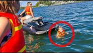 SHE FELL IN! KIDS RIDE JET SKI FOR FIRST TIME