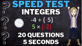 Math Quiz: Integers | Addition Subtraction Multiplication Division | MATH SPEED TEST