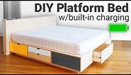 DIY Platform Bed with Lots of Storage and Built-in-Charging