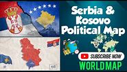 Serbia & Kosovo Political Map, Partial Recognized State Kosovo