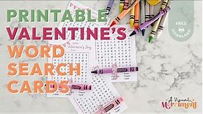 Valentines Day Word Search Activity | Free Printable Cards for Kids