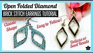 DIY Open Folded Diamond Brick Stitch Earrings Tutorial