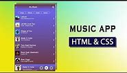 How To Create Music App Design In HTML And CSS | Music Track List Page Design