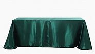Hunter Emerald Green Satin Seamless Rectangular Tablecloth 90"x132" for 6 Foot Table With Floor-Length Drop