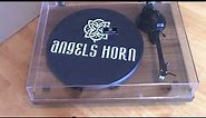 Angels Horn H002BT Bluetooth Turntable Vinyl Record Player Unboxing Setup and Review