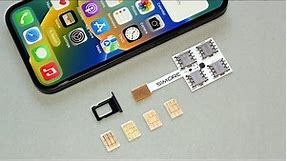 iPhone 14 QUAD DUAL SIM Adapter with 4 physical SIM cards using SIMore Speed Xi-Four 14