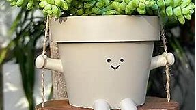 Hanging Planter Swing Face Plant Pot - Cute Resin Head Planters with Drainage Hole Indoor Outdoor Plant Holder, Succulent/String of Pearls Flower Pots, Unique Sitting Sway Pots, Gift Ideas for Mother