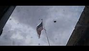 American flag in high wind