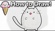 How to Draw Pusheen a Cute Kawaii Cat Cartoon! Drawing Tutorial | DoodleDrawCute