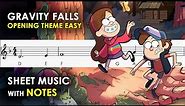 Gravity Falls - Opening Theme | Sheet Music with Easy Notes for Recorder, Violin Beginners Tutorial