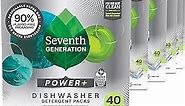 Seventh Generation Power Plus Dishwasher Detergent Packs Fresh Citrus scent for sparkling dishes Dishwasher tabs, 40 Count (Pack of 5)