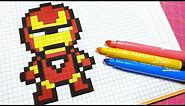 Handmade Pixel Art - How To Draw Iron Man #pixelart