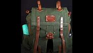 50L | Camping Backpack | Bushcraft Backpack | Green Backpack | Handmade Leather, Waxed Canvas Backpack for Travel, Camping, Bushcraft | Personalization (30 Liter)