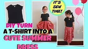 DIY TURN A T-SHIRT INTO A SUMMER DRESS FOR ALL AGES | BEGINNER SEWING NO PATTERNS!