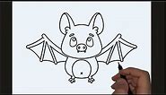 How to draw a Bat Step by Step | Easy Animal Drawings