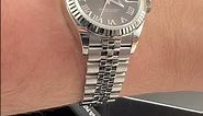 Rolex Datejust 28 Steel White Gold Dark Grey Dial Ladies Watch 27914 Wrist Roll | SwissWatchExpo