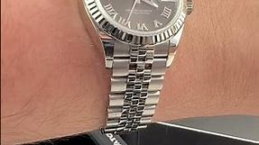 Rolex Datejust 28 Steel White Gold Dark Grey Dial Ladies Watch 27914 Wrist Roll | SwissWatchExpo