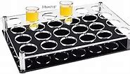 NBEADS 24 Shot Glass Tray Holder, Bar Acrylic Shot Glasses Holders Wine Glass Cup Serving Tray Cups Organizer Shot Glass Display Bar Accessories for Party, Bar, Club, Hole: 1.5"