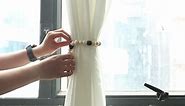 Groleca 2 Pieces of Curtain Tiebacks Curtain Ties Wood Bead Curtain Tiebacks Curtain Pull Backs Curtain Holdbacks with Hooks Curtain Holder Curtain Tie Backs for Curtains (Black, 2)