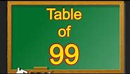 Table of 99 | Multiplication Table of Ninety Nine | 99 ka Table | 99 ka Pahada | English me 99 Table