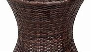 Sundale Outdoor Small Side Table Patio Rattan End Table 20 Inch Hourglass Wicker Accent Tables Steel Frame Lightweight Brown Mesa Auxiliar pequeña Mesa Auxiliar de ratán marrón