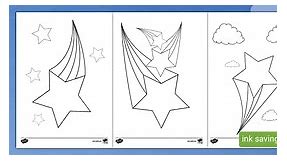Shooting Star in Sky Colouring Sheet
