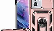 for Samsung Galaxy S21 Ultra Case with Camera Lens Cover Screen Protector, Military-Grade Drop Tested Magnetic Ring Holder Kickstand Protective Phone Case for Samsung Galaxy S21 Ultra 5G (Rose Gold)