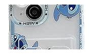iFiLOVE for iPhone 15 Stitch Case with Card Holder, Girls Boys Kids Women Cute Cartoon Card Slot Pocket Protective Case Cover for iPhone 15 (No.8)