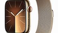 Apple Watch Series 9 GPS   Cellular 45mm Gold Stainless Steel Case with Gold Milanese Loop – Middle East Version