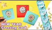 DIY Happy New Year Card 2024 🎉 Quick And Easy | New Year Greeting Card | Holiday Greeting Card Ideas