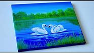 Acrylic Landscape Painting | Swan Painting | Scenery Painting