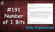 Number of 1 Bits | Live Coding with Explanation | Leetcode - 191