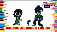 Draw Cartoon for Children | PPG Buttercup and Butch's baby boy | Art class kids school #404