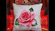 diamond painting / cross stitch pillowcase with a rose