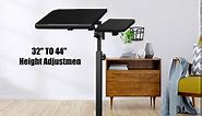 Mobile Laptop Desk, 44inch Height Adjustable Rolling Laptop Stand with Wheels, Portable Laptop Stand for Couch with Cup Holder, Overbed Table Rolling Computer Desk with 360° Swivels Wheels