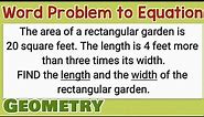 Geometry: Rectangular area is 20 sq ft... FIND the length and the width of the rectangular garden.