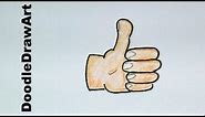 Drawing: How To Draw Cartoon Thumbs Up - Step by Step - Emoji style!!