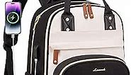 LOVEVOOK Backpack for Women, Fits 15.6 Inch Laptop Bag, Fashion Travel Work Anti-theft Bag, Business Computer Waterproof Backpack Purse, University Backpacks, Beige-Black-Brown