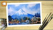 How to paint Fuji Mountain |#Watercolor Fuji san Japan painting | step by step | Watercolor tutorial