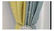 MYDAYTIN Crystal Decor Curtain Tiebacks, 2 Pack Magnetic Tieback, Crystal Flower Curtain Tiebacks with High Stretchy Wire Rope, Flower Curtain Buckle for Home, Office, Window Decoration (Silver)