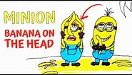 How to draw a minion with a banana on his head 🍌 😲 🤣